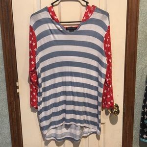 Red white and blue hoodie shirt